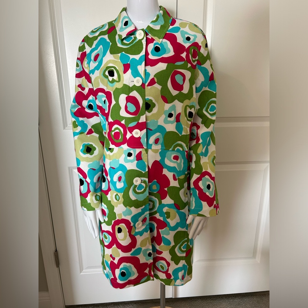 Susan Bristol Lined Floral Coat Jacket XL NWOT